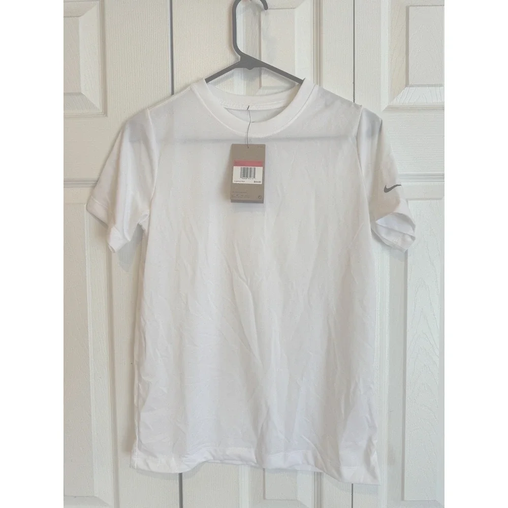 NEW The Nike Tee Kids Size Large White Dri-Fit Golf Athletic Training T-Shirt